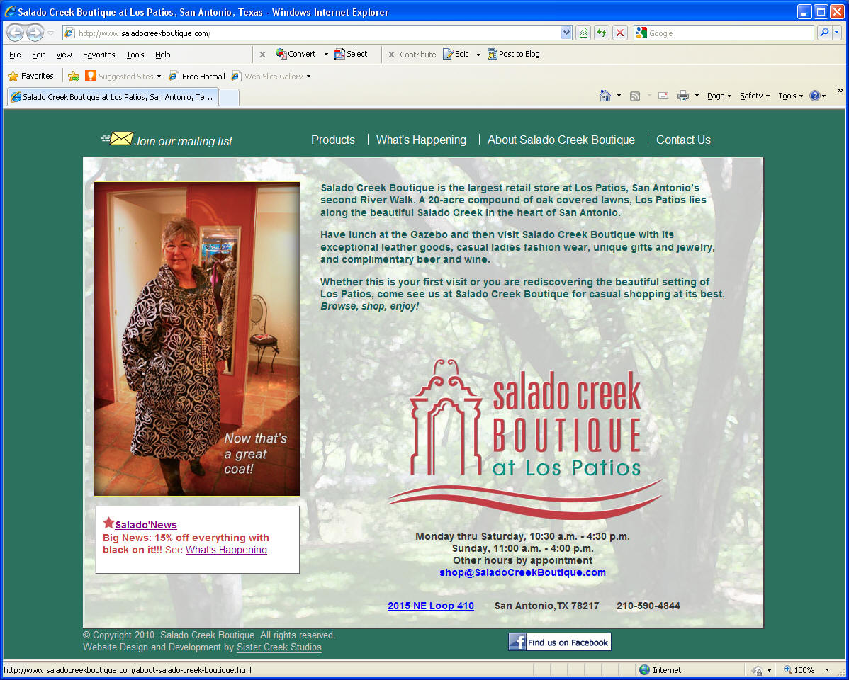 Go to Salado Creek Boutique Website